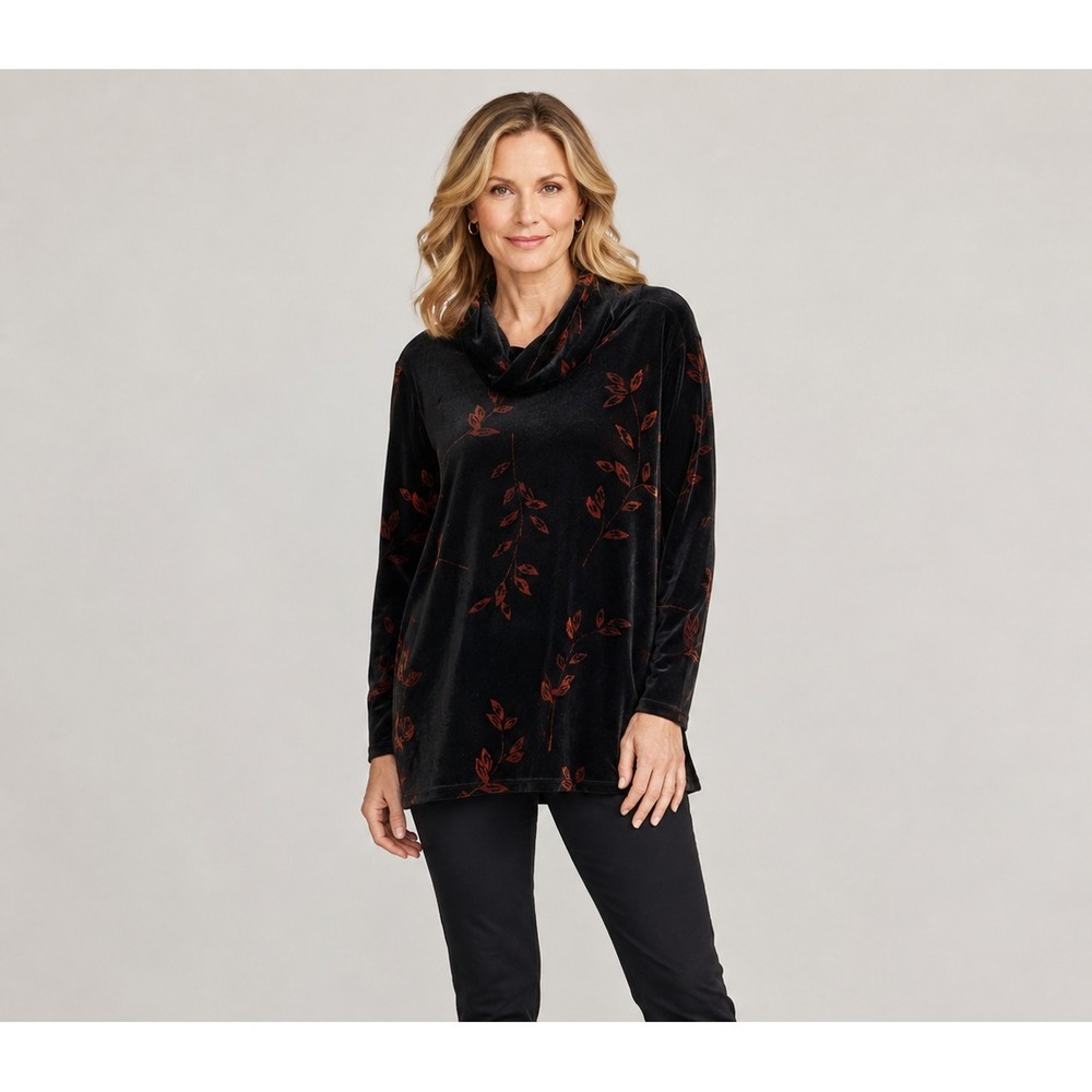 Vintage First Issue Liz Claiborneβ Turtleneck Sweater XL Black Gold Velvet Fall